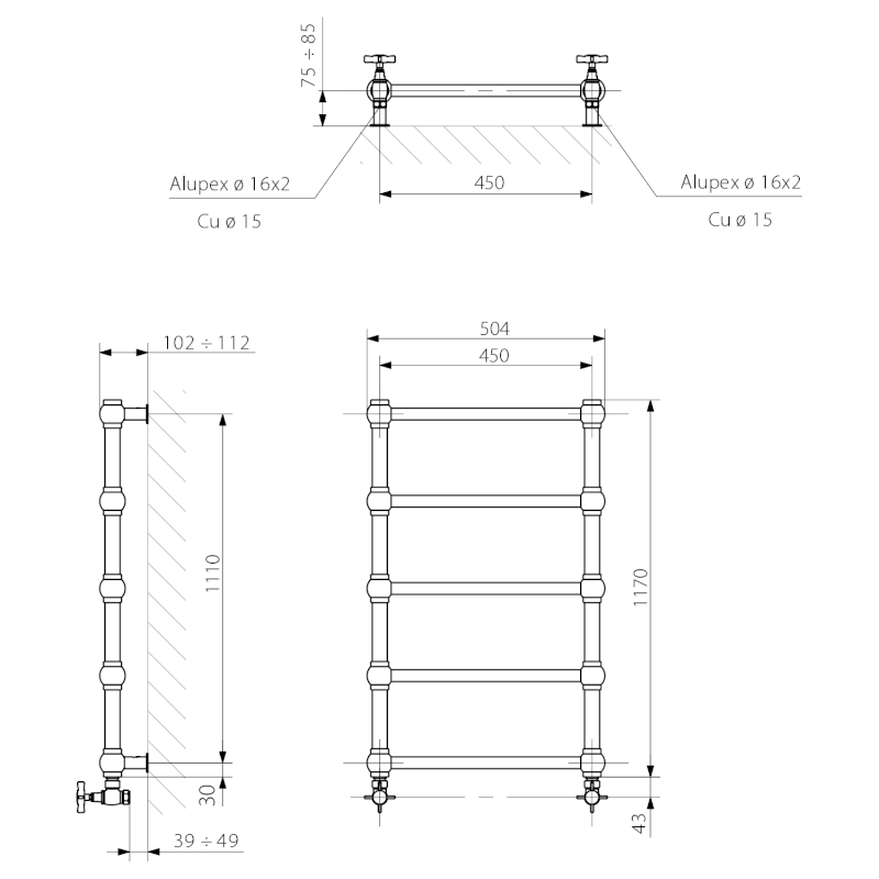 PARIDA otopné těleso 504x1170mm, bronz PA177