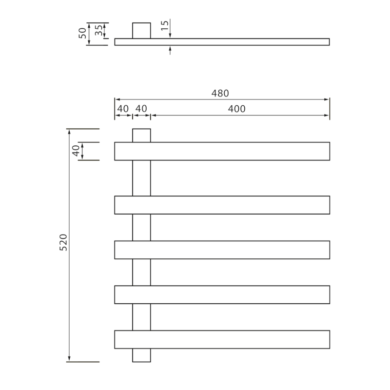 ELCOR elektrický sušák ručníků 480x520x50 mm, 63 W, bílá mat EB520