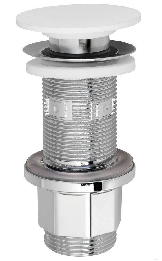 IMPALA umyvadlová výpust 5/4“, click-clack, Rockstone zátka, bílá mat WA03451