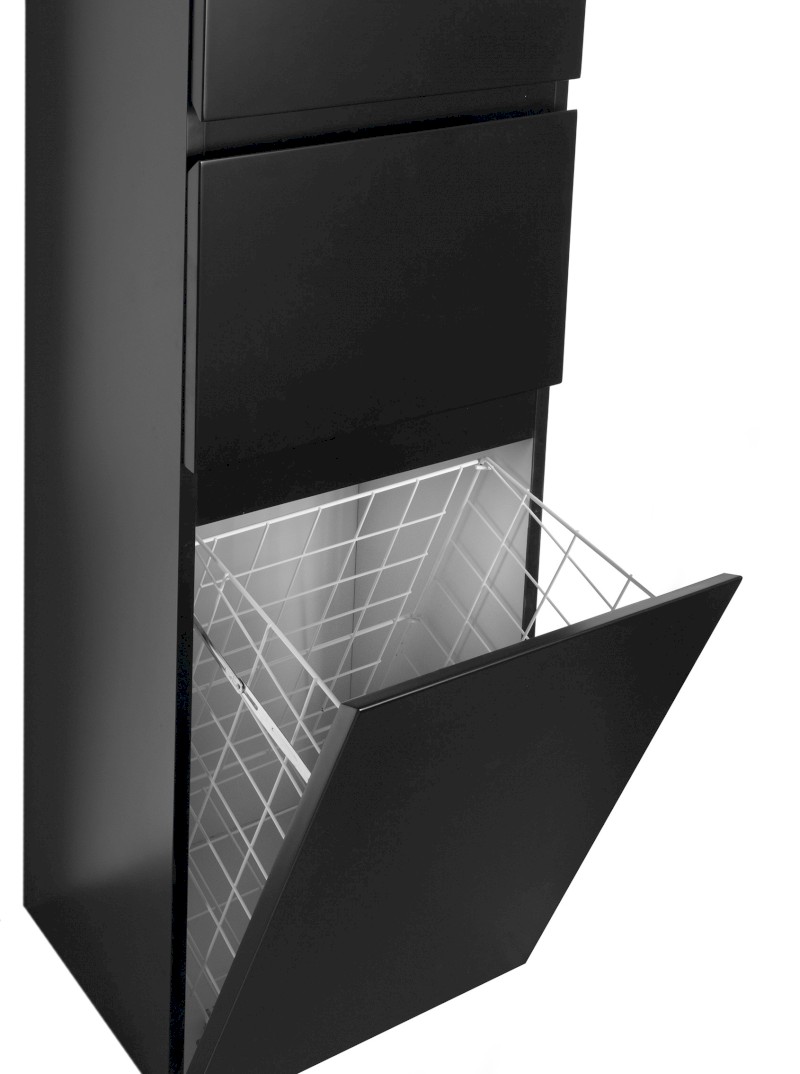 ALTAIR vysoká skříňka s košem 40x184x31cm, černá mat, pravá AI685R