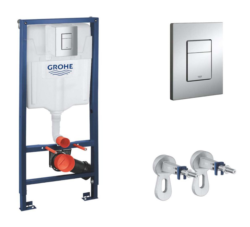 Rapid SL Předstěnový instalační set pro závěsné WC, výška 1,13 m, ovládací tlačítko Skate Cosmopolitan, chrom GROHE 38772001