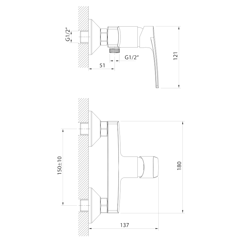 KORANA nástěnná sprchová baterie, černá mat 10221101B