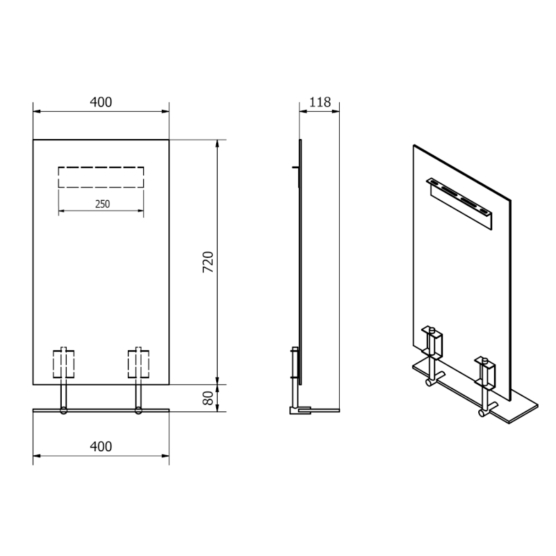 WEGA zrcadlo s policí 40x80cm 60092-4