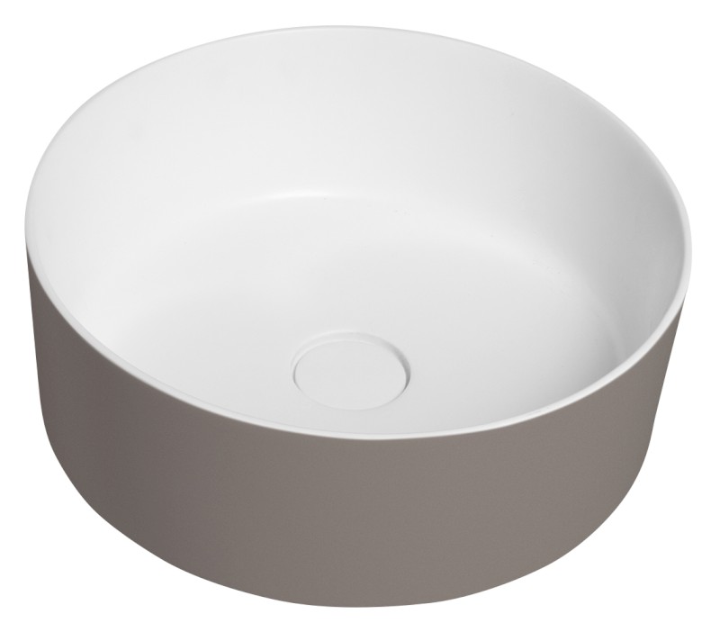 THIN umyvadlo na desku, Rockstone, Ø 38 cm, agila/bílá mat WN548-43