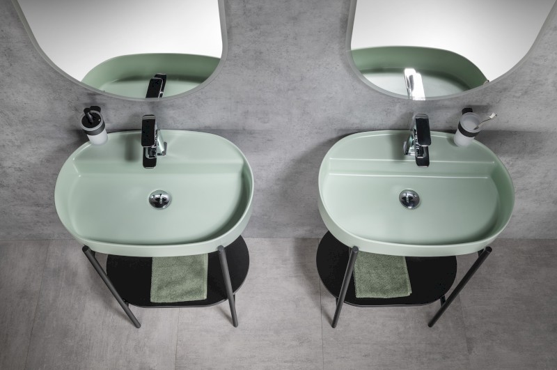 INFINITY OVAL keramické umyvadlo na desku, 60x40cm, zelená mint 10NF65060-2T