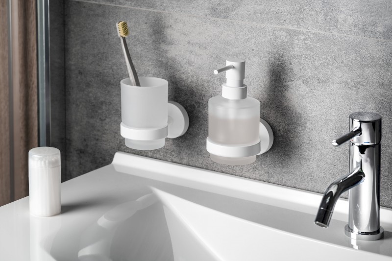 X-ROUND WHITE dávkovač mýdla 200ml, mléčné sklo, bílá mat XR103W