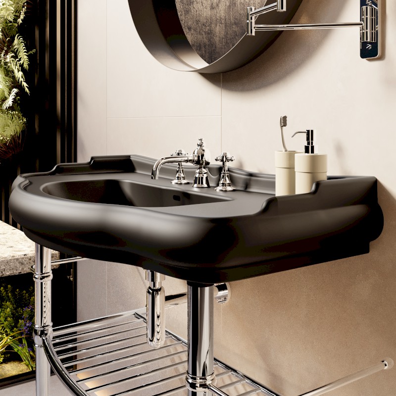 RETRO keramické umyvadlo 100x54,5cm, černá mat 105031