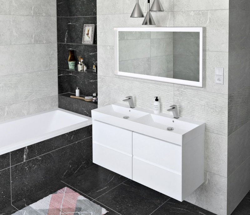 FILENA dvojumyvadlová skříňka 118x51,5x43cm, bílá mat FID1212W