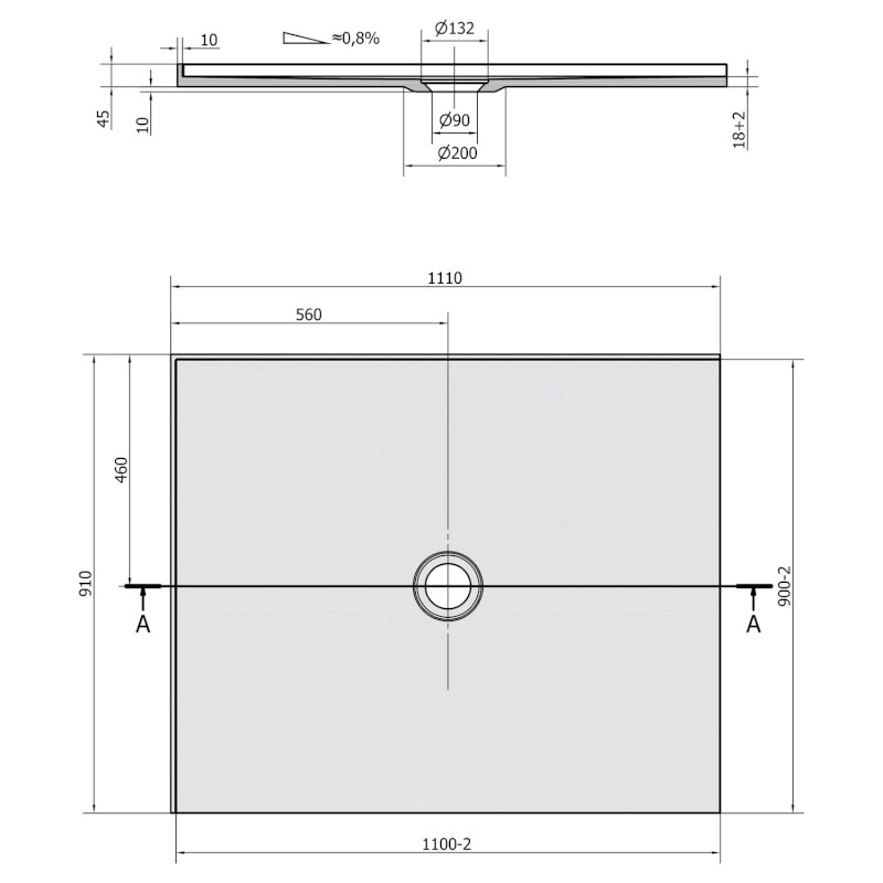 MIRAI sprchová vanička z litého mramoru, obdélník 110x90x1,8cm, levá, bílá 73175