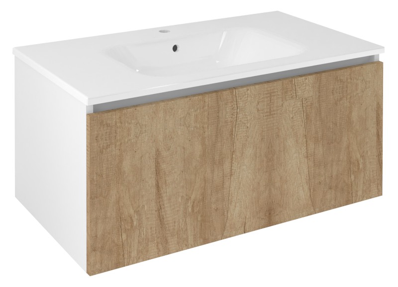 LOREA umyvadlová skříňka 90x44x51,2cm, 1x zásuvka, dub alabama/bílá mat LE090-2231