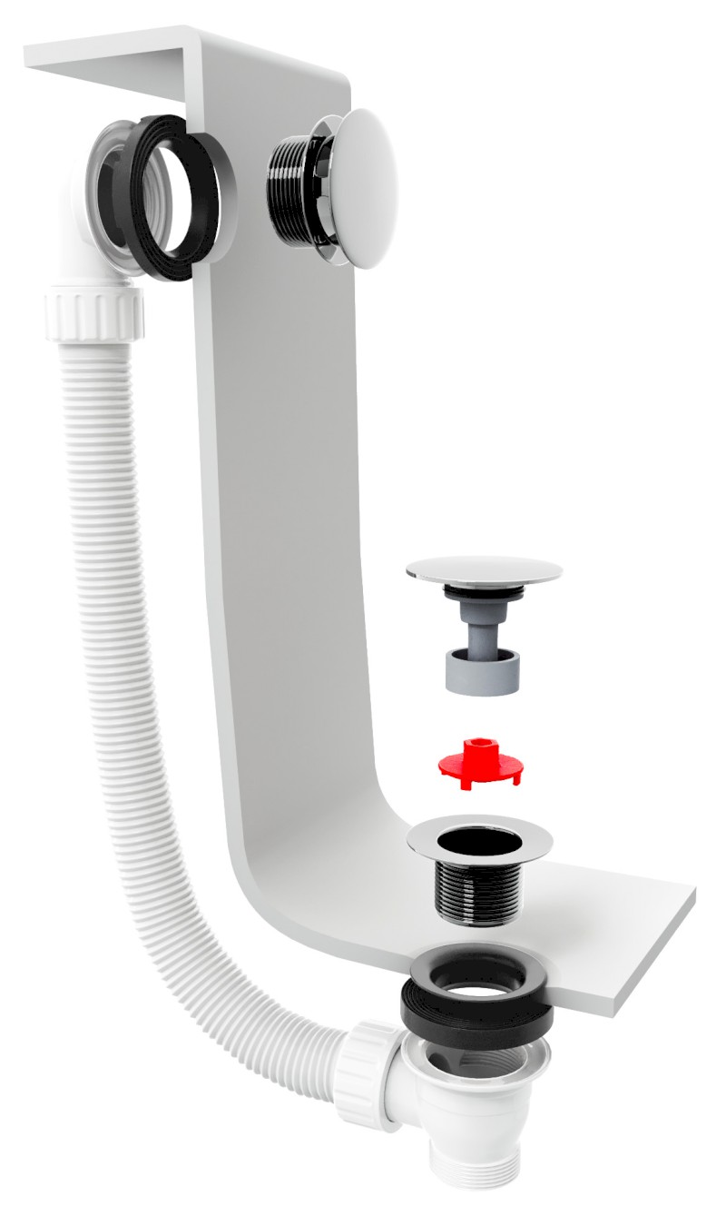 Vanová souprava, click-clack, délka 1200mm, zátka 72mm, černá mat 71858.21