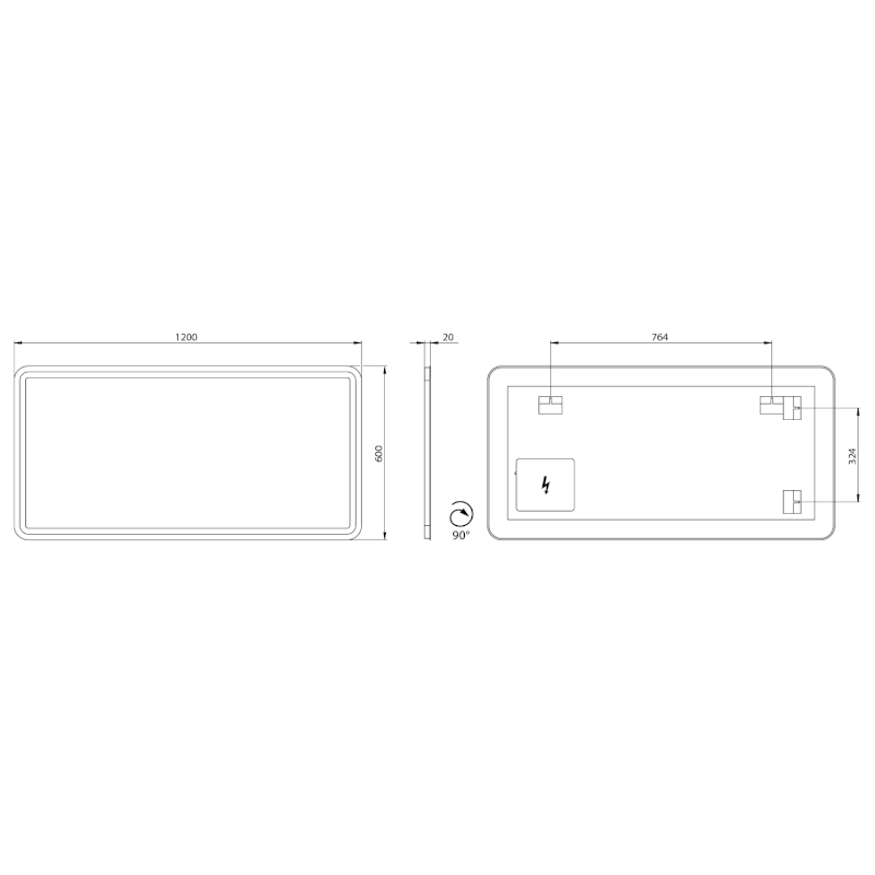 NYX zrcadlo s LED osvětlením 120x60cm NY120