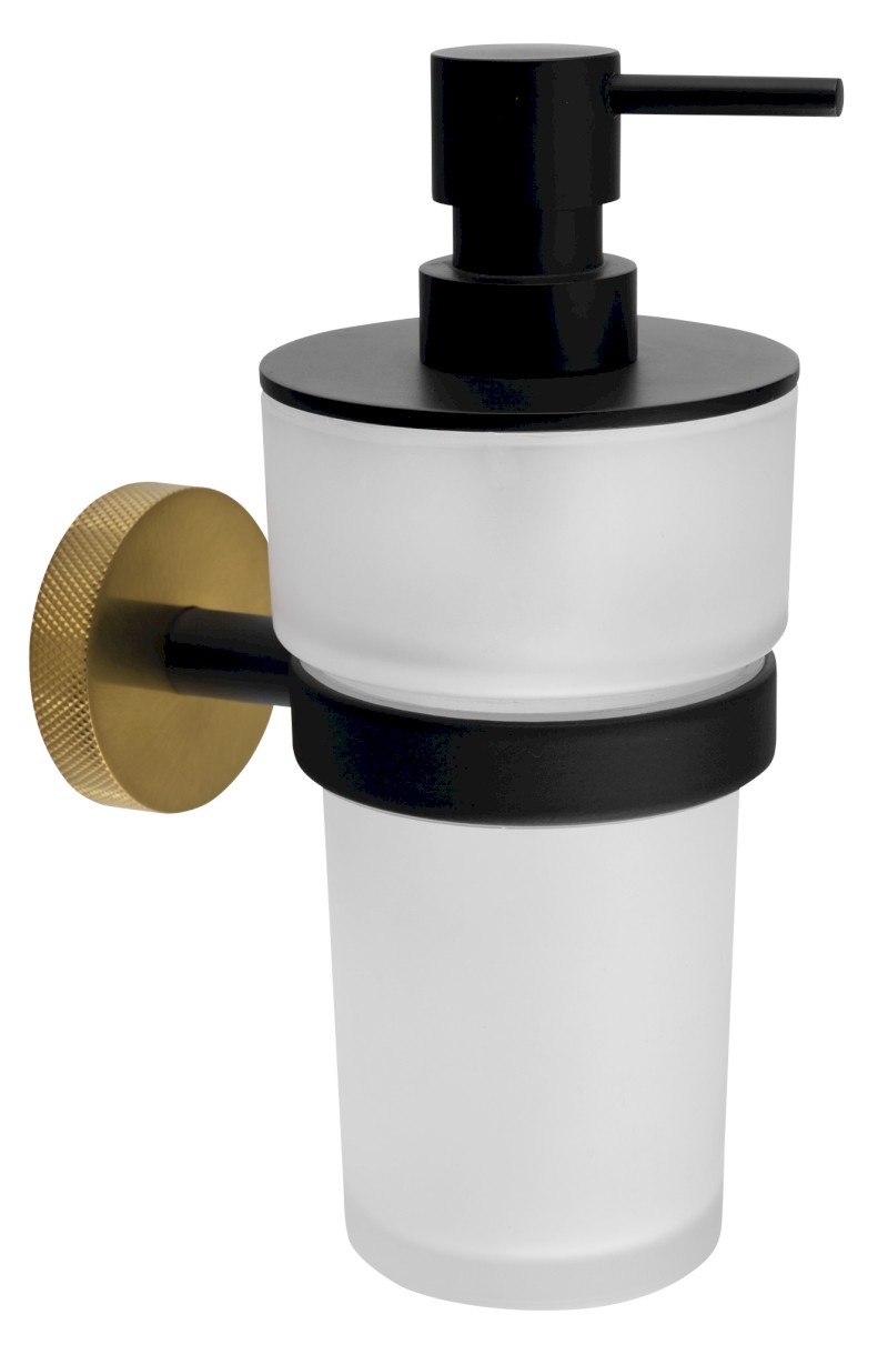 LARISSA dávkovač mýdla 250ml, mléčné sklo, černá/zlato mat WS019BG