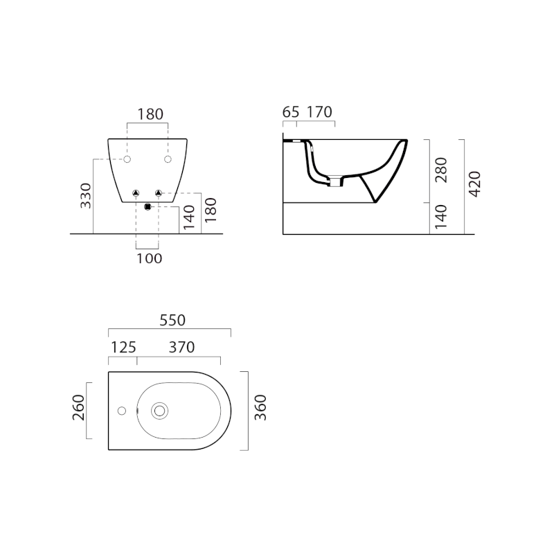 PURA ECO bidet závěsný, 36x55cm, bílá mat 8867109