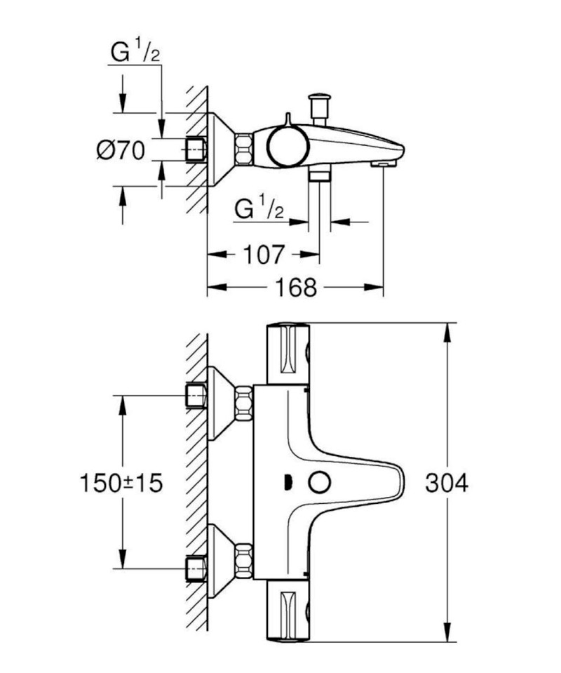 Grohtherm 800 Termostatická vanová baterie, chrom GROHE 34567000