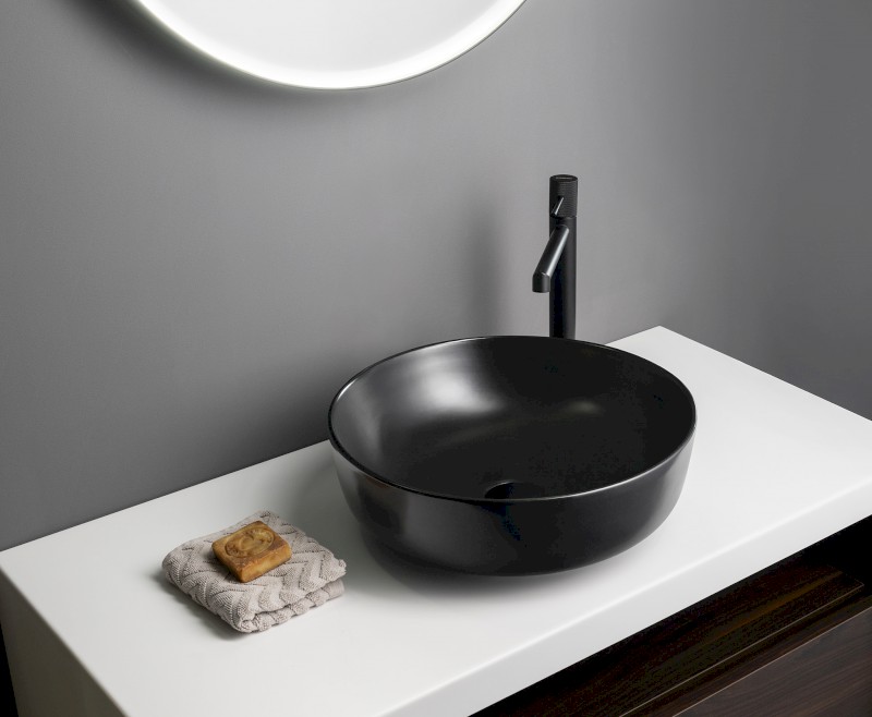 RONDEA keramické umyvadlo na desku Ø 41cm, černá mat AR445B