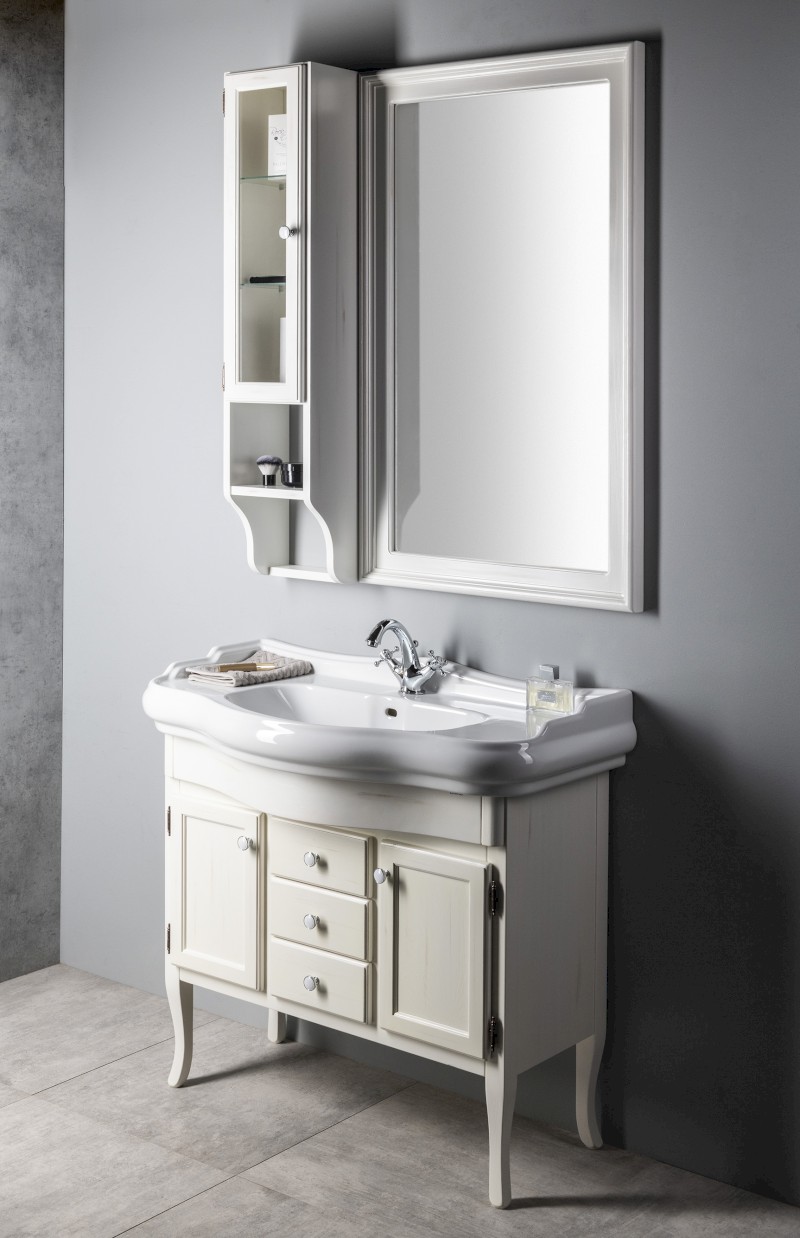 RETRO skříňka k zrcadlu 25x115x20cm, levá, starobílá 1706