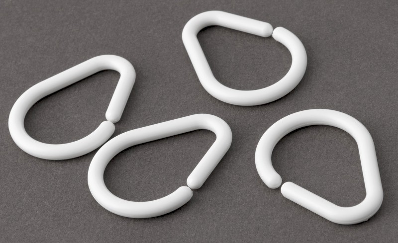 Kroužky na sprchový závěs 12 ks, plast, bílá 1493011