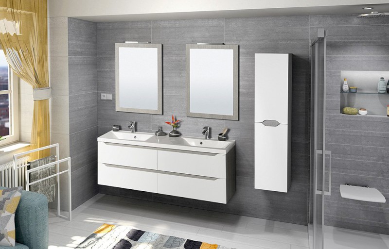 WAVE skříňka vysoká 35x140x30cm, levá/pravá, bílá/dub stříbrný WA245-3011