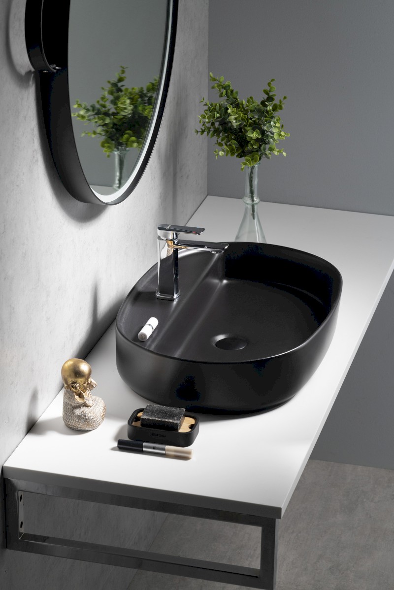 INFINITY OVAL keramické umyvadlo na desku, 60x40cm, černá mat 10NF65060-2N