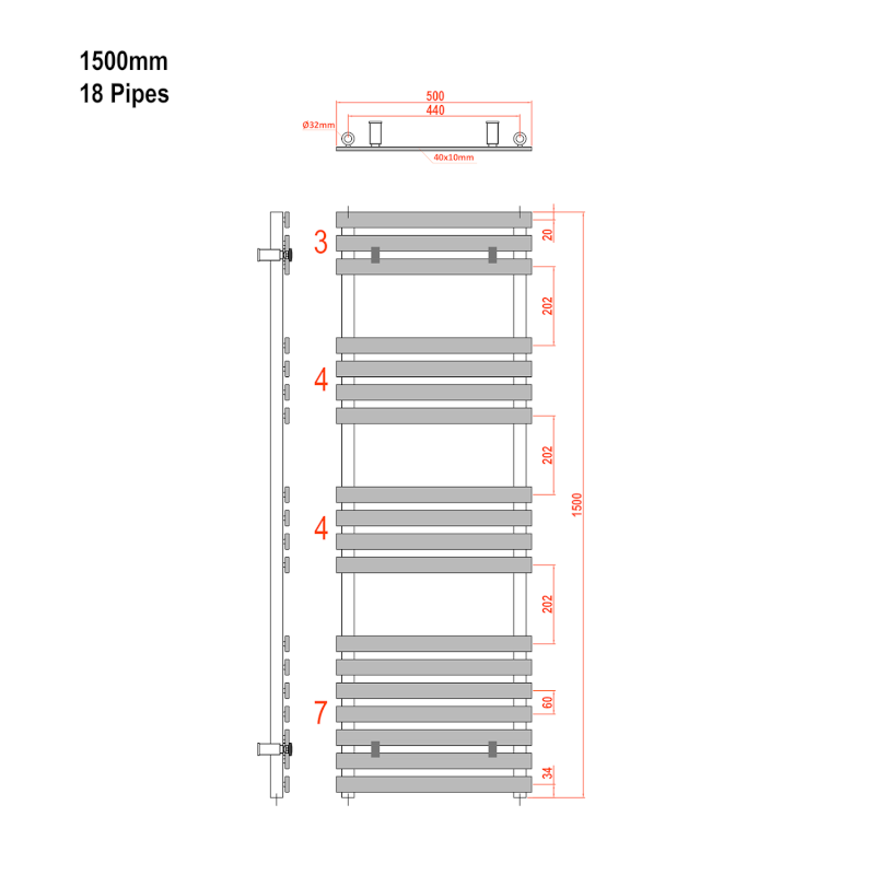JALOUSI otopné těleso 500x1500mm, bílá 1801-08