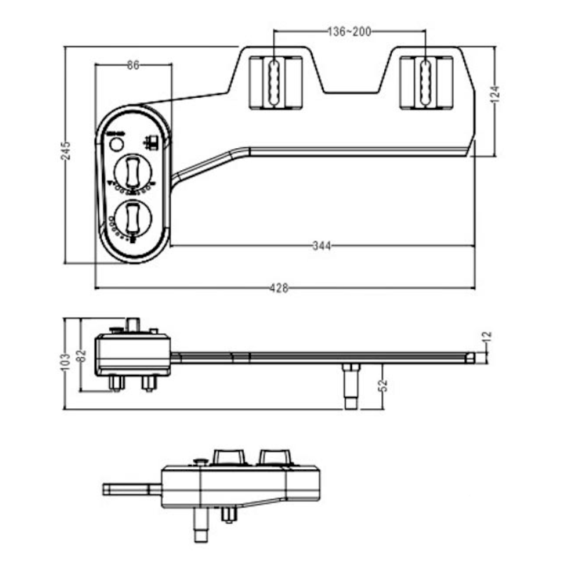 EASY CLEANING přídavný bidet na studenou a teplou vodu, polypropylen MT101