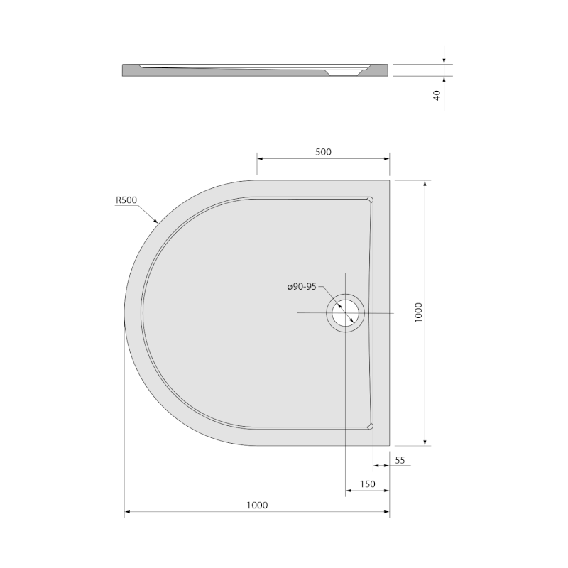 ISA 100 sprchová vanička z litého mramoru, půlkruh 100x100cm, bílá 72888