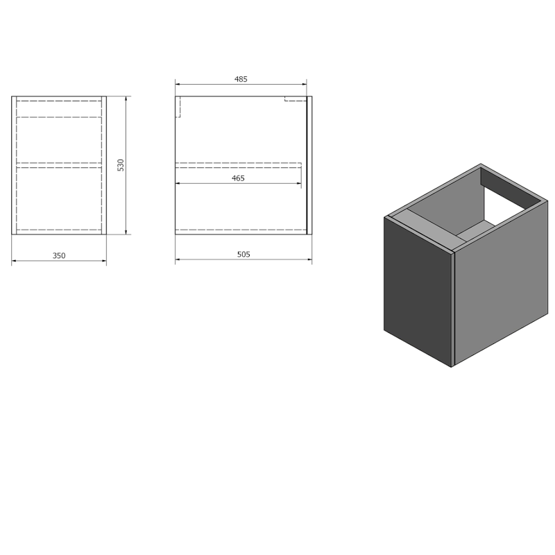 TREOS skříňka spodní dvířková 35x53x50,5cm, pravá/levá, dub Polar TS035-1010
