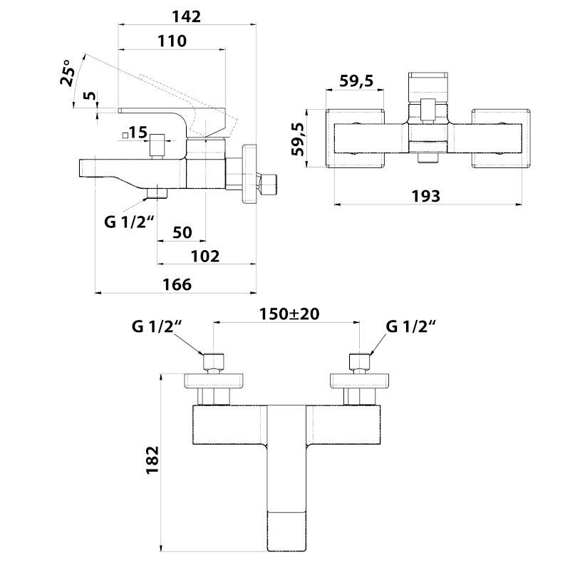 FORATA nástěnná vanová baterie, bílá mat FT010/14