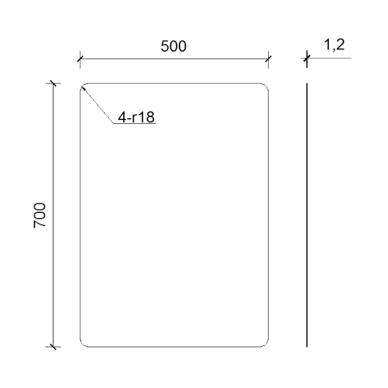Zrcadlo antivandal 50x70cm, nerez 08071.B