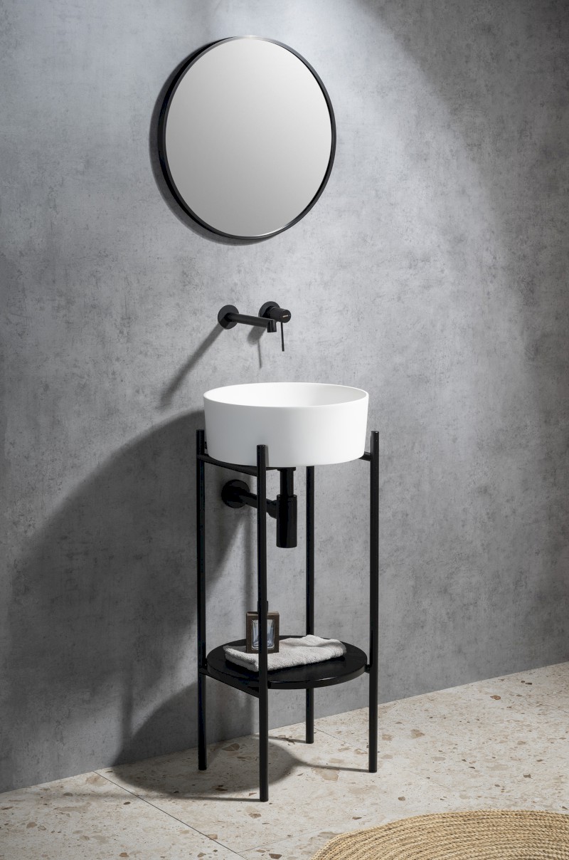 THIN umyvadlo na desku, Rockstone, Ø 38 cm, bílá mat WN548