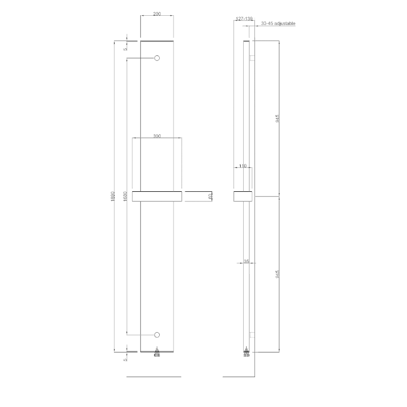 OTHELLO MONO SLIM hliníkové otopné těleso 300x1890mm, černá mat 2301189030SN