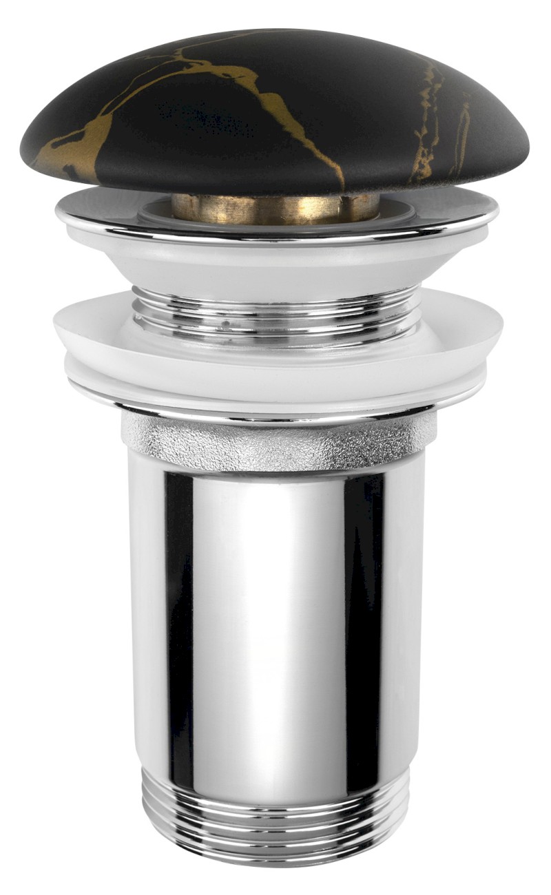 Umyvadlová výpust 5/4“, click-clack, keramická zátka, 10-50mm, portoro mramor AR900PT