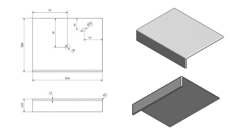 TAILOR rockstone deska 80x50 cm, provedení límce F TR080F