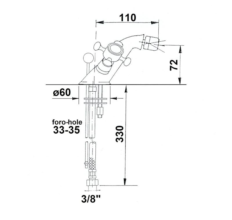 ANTEA stojánková bidetová baterie s výpustí, růžové zlato 3187