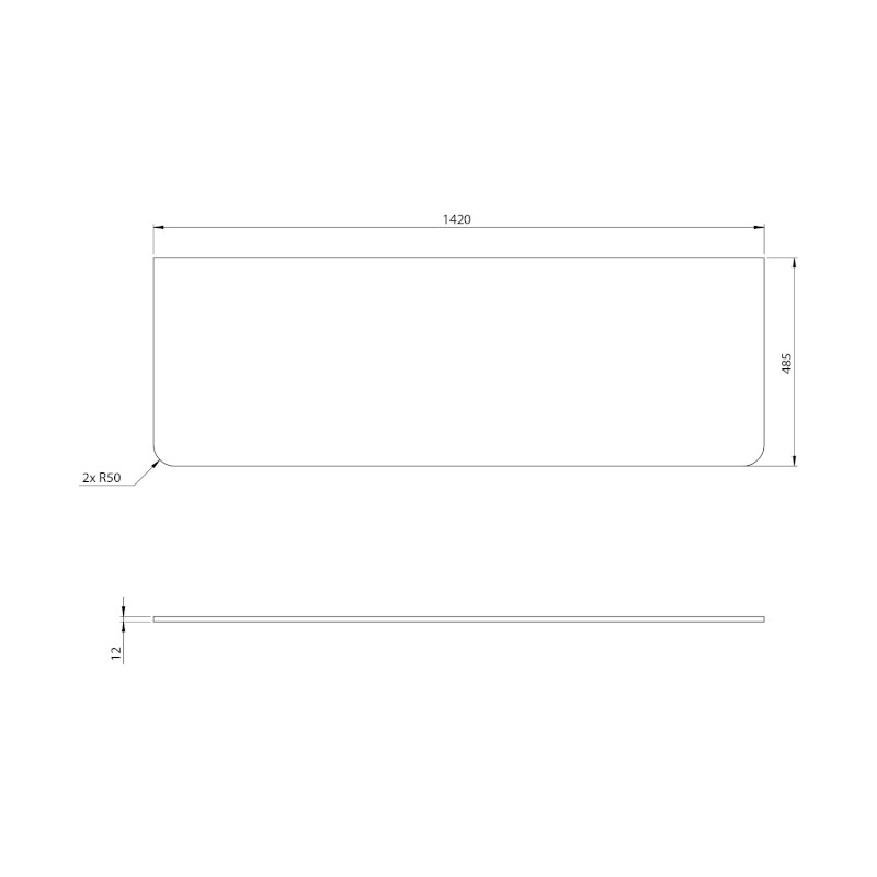 PREMIO deska kompozit 142x1,2x48,5cm, černá mat PRE140-3535