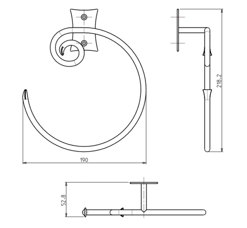 REBECCA držák ručníků otevřený, černá CC006