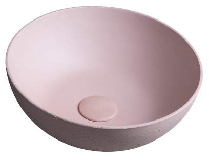 FORMIGO betonové umyvadlo na desku, Ø 39cm, růžová mat FG321