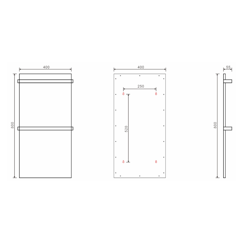 ELMIS elektrický sušák ručníků 400x800 mm, 120 W, hliník, bílá mat EB420