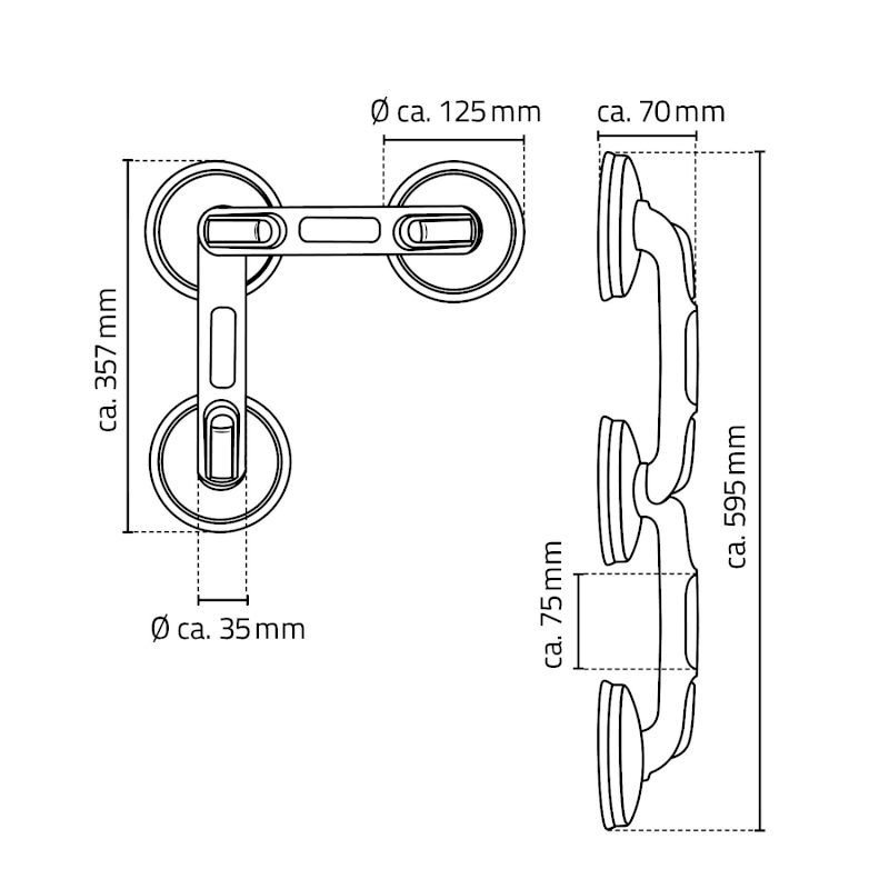 HANDICAP madlo odnímatelné s nastavitelným úhlem, bílá A0256001