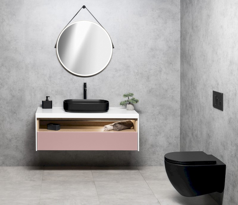 INFINITY OVAL keramické umyvadlo na desku, 55x36cm, černá mat 10NF65055-2N