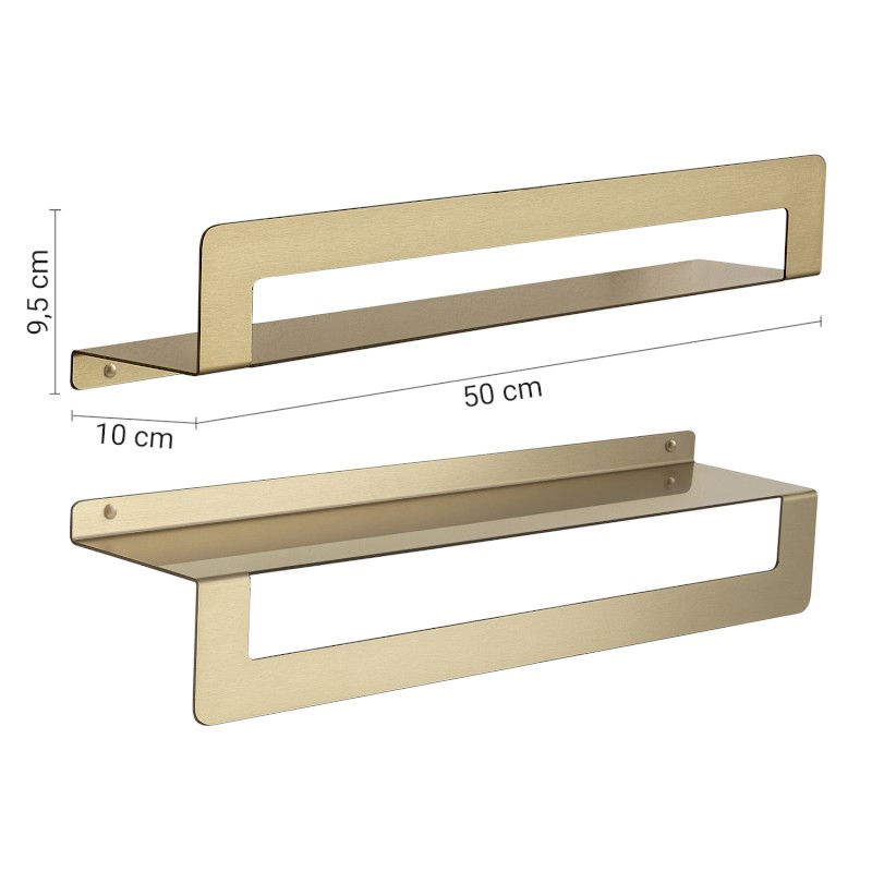 CLEO polička s držákem ručníků 500mm, zlato mat 2019885