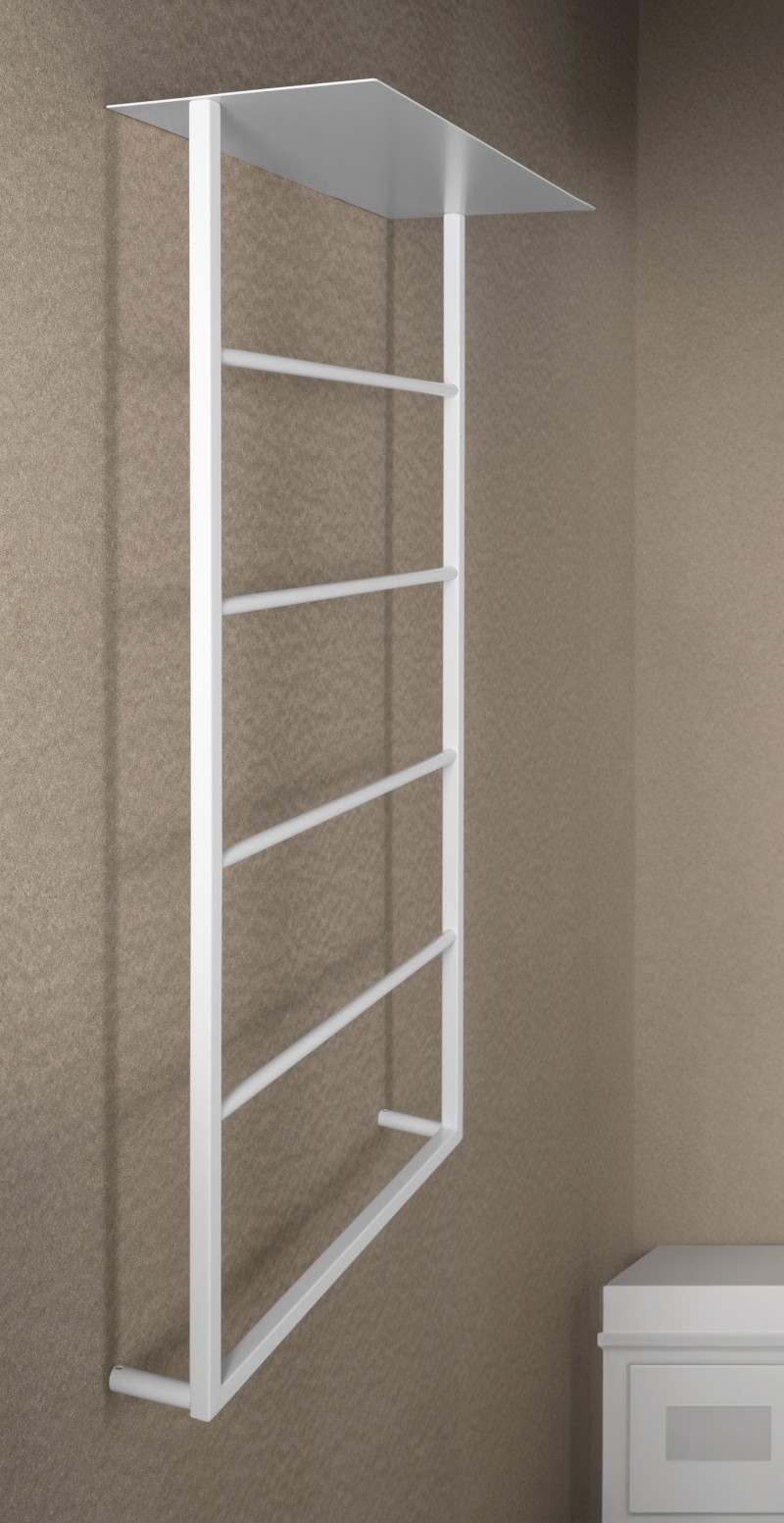 SKA nástěnný sušák ručníků s policí 454x1184x252mm, bílá mat SKA711