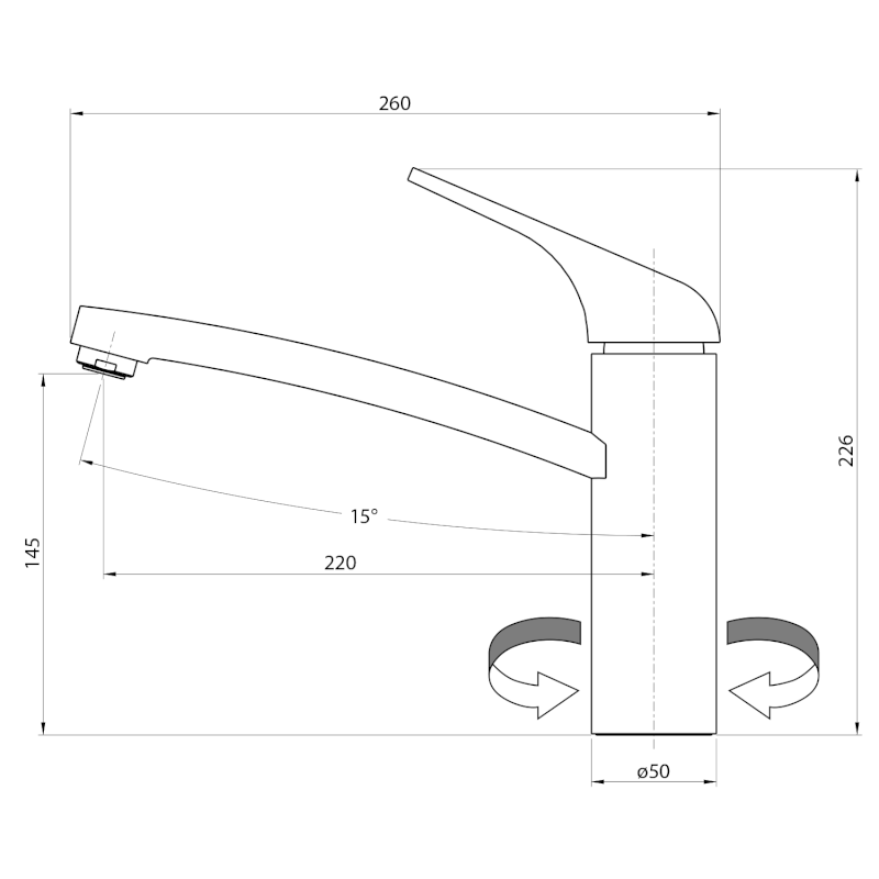LISON stojánková dřezová baterie, černá mat MJ125B