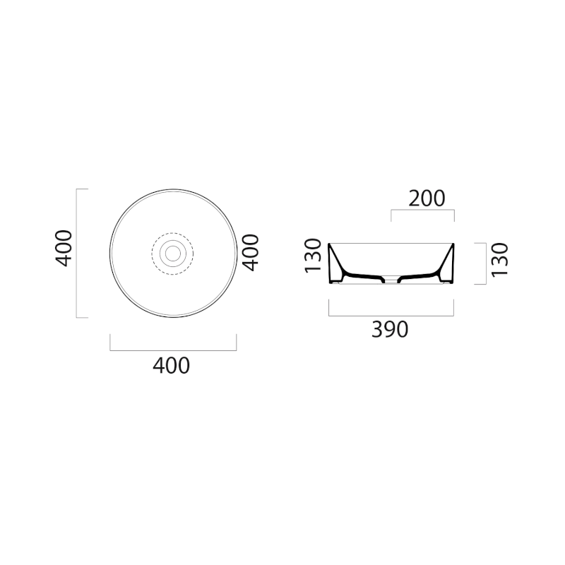 KUBE X keramické umyvadlo na desku, průměr 40cm, ghiaccio mat 942615