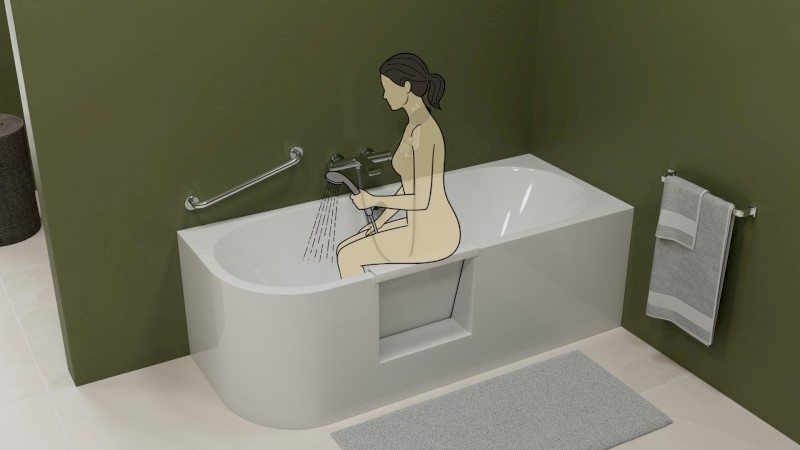 PORTAS R asymetrická vana s dvířky, 180x75x60cm, bílá 75561