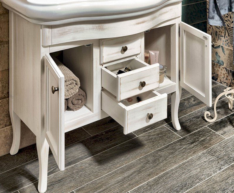 RETRO umyvadlová skříňka 89x80x48cm, starobílá 1621