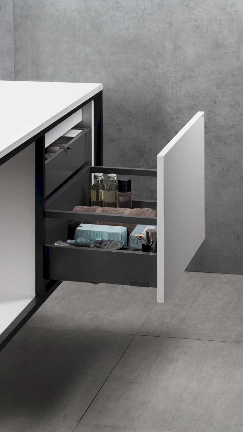 SKARA umyvadlová skříňka 100x49,5x46,5cm, černá mat/bílá mat CG004-3131