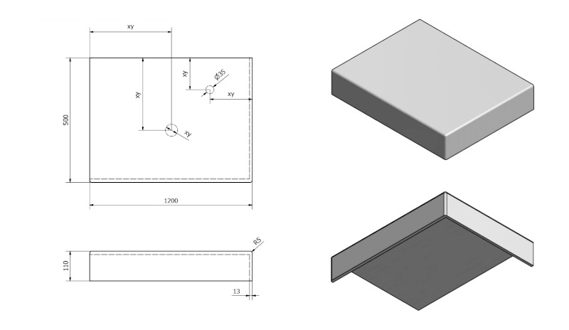 TAILOR rockstone deska 120x50 cm, provedení límce R TR120R