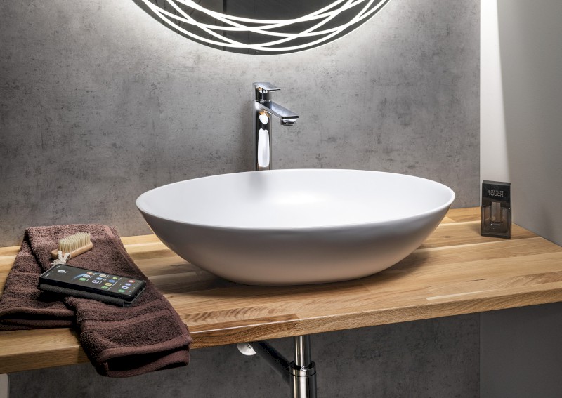 THIN umyvadlo na desku, Rockstone, 60x40 cm, bílá mat WN893